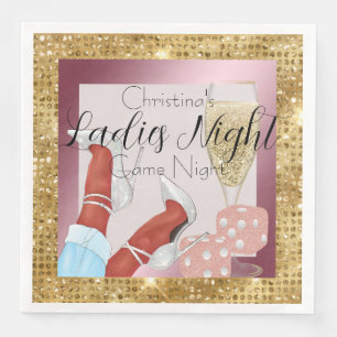 Serviette En Papier Soirée de Jeux entre Dames Dés Roses et Diamants D