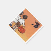 Serviette En Papier Soirée de l'Halloween orange et noire (Coin)