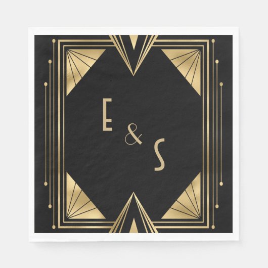Serviette En Papier Soirée de mariage art déco monographique (Devant)