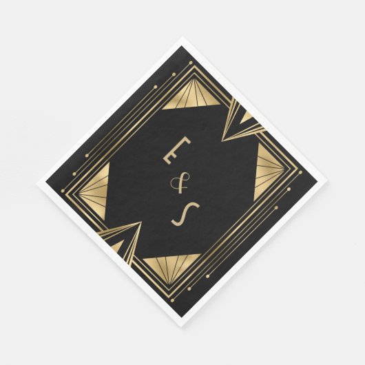 Serviette En Papier Soirée de mariage art déco monographique (Coin)
