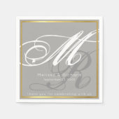 Serviette En Papier soirée de mariage chic monogrammed gris (Devant)