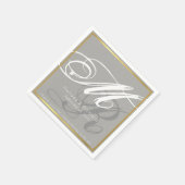 Serviette En Papier soirée de mariage chic monogrammed gris (Coin)