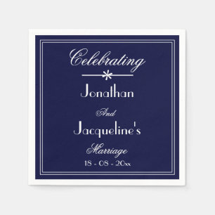 Serviette En Papier Soirée de mariage Elégant Marine Bleu Personnalisé