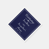 Serviette En Papier Soirée de mariage Elégant Marine Bleu Personnalisé (Coin)