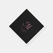 Serviette En Papier Soirée de mariage élégante de Monogramme noir et r (Coin)