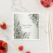Serviette En Papier Soirée de mariage élégante Feuille verte (En situation)