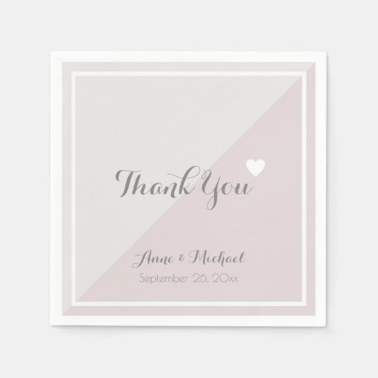 Serviette En Papier soirée de mariage élégante "merci" (Devant)