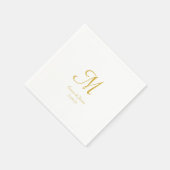 Serviette En Papier Soirée de mariage Monogramme Gold & White (Coin)