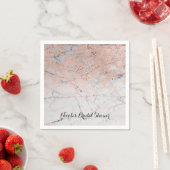 Serviette En Papier Soirée de Mariage Rose moderne Gold Marbre moderne (En situation)