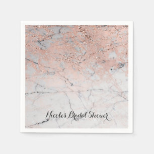 Serviette En Papier Soirée de Mariage Rose moderne Gold Marbre moderne