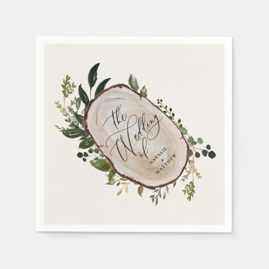 Serviette En Papier Soirée de mariage rustique et verdoyante (Devant)