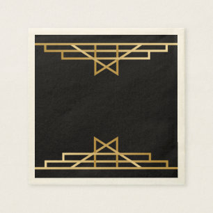 Serviette En Papier Soirée de mariage vintage Art Déco Gold Gatsby Bla
