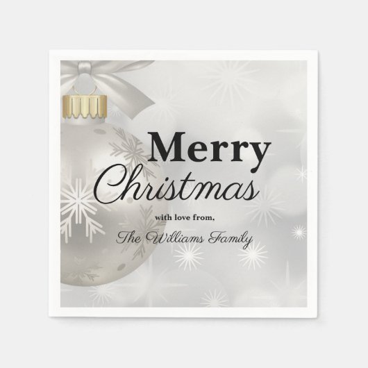 Serviette En Papier Soirée de Noël blanc élégant (Devant)