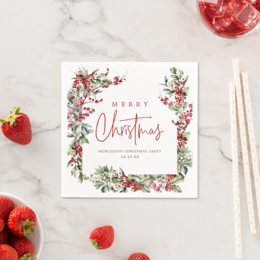 Serviette En Papier Soirée de Noël Botanique d'hiver (En situation)