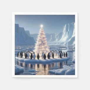 Serviette En Papier Soirée de Noël des pingouins
