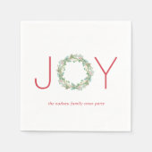 Serviette En Papier Soirée de Noël Elegant Red et Green Joy Wreath (Devant)