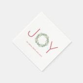 Serviette En Papier Soirée de Noël Elegant Red et Green Joy Wreath (Coin)