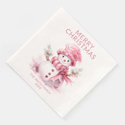 Serviette En Papier Soirée de Noël rose (Coin)