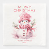 Serviette En Papier Soirée de Noël rose (Devant)