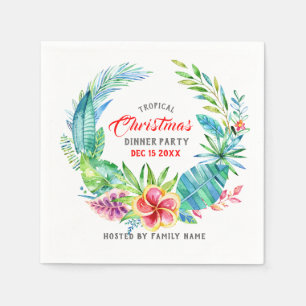 Serviette En Papier Soirée de Noël Tropical Wreath