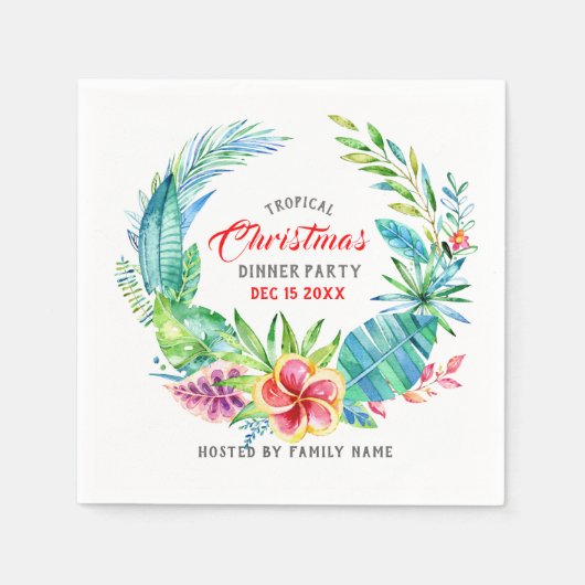 Serviette En Papier Soirée de Noël Tropical Wreath (Devant)