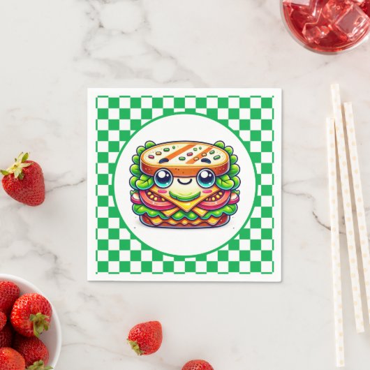 Serviette En Papier Soirée de pique-nique en sandwich mignon (En situation)