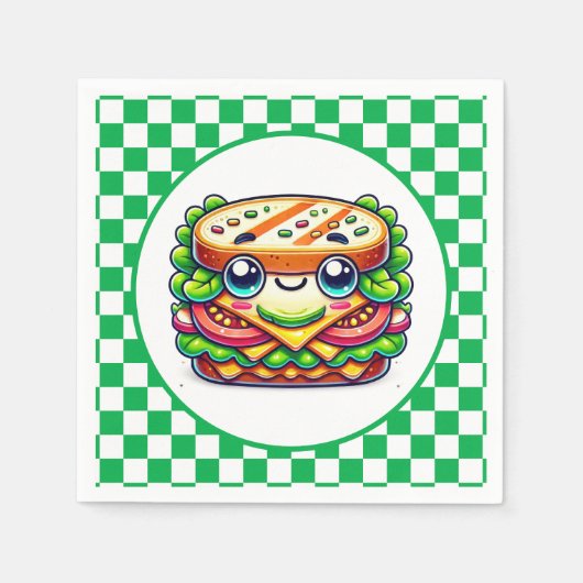 Serviette En Papier Soirée de pique-nique en sandwich mignon (Devant)