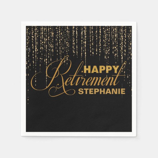 Serviette En Papier Soirée de retraite Gold et Black, serviettes perso (Devant)