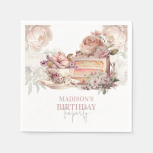 Serviette En Papier Soirée de thé floral élégant Anniversaire Personna