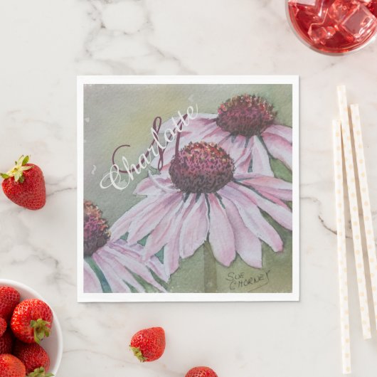 Serviette En Papier Soirée des fleurs d'échinacée (En situation)