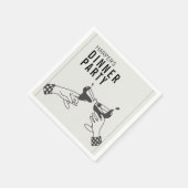 Serviette En Papier Soirée d'être et dîner d'illustrations rétros noir (Coin)