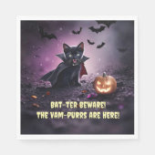 Serviette En Papier Soirée d'Halloween avec Vampire de chat noir (Devant)