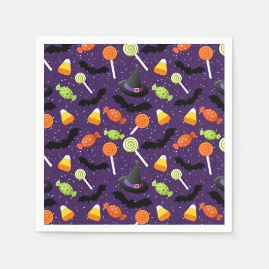 Serviette En Papier Soirée d'Halloween colorée (Devant)