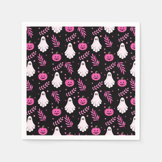 Serviette En Papier Soirée d'Halloween rose (Devant)