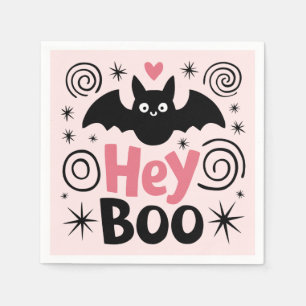 Serviette En Papier Soirée d'Halloween rose et noir