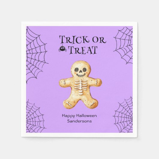 Serviette En Papier Soirée d'Halloween squelette personnalisé (Devant)