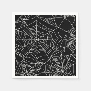 Serviette En Papier Soirée d'Halloween Toiles d'araignée Noir & Blanc