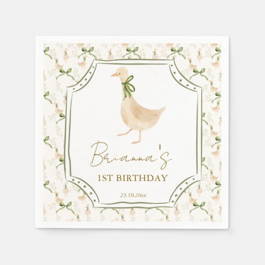 Serviette En Papier Soirée d'oie rime fête d'anniversaire monogrammed (Devant)