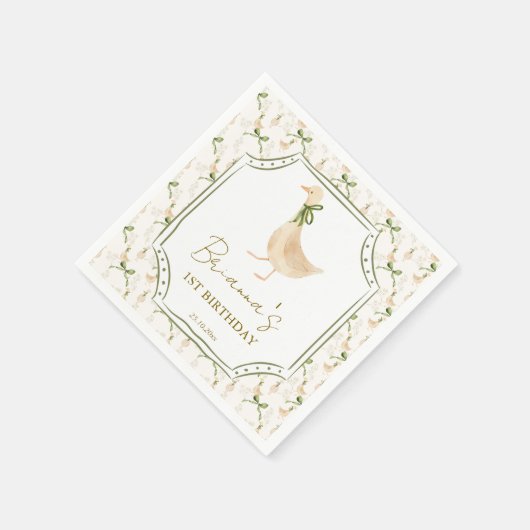 Serviette En Papier Soirée d'oie rime fête d'anniversaire monogrammed (Coin)