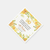 Serviette En Papier Soirée du 90e anniversaire - Décor de roses jaunes (Coin)