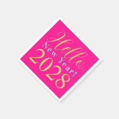 Serviette En Papier Soirée du Nouvel An rose vif (Coin)