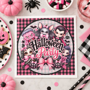 Serviette En Papier Soirée effrayante rose d'Halloween