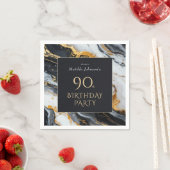 Serviette En Papier Soirée Elégante Black and Gold 90th Birthday Party (En situation)