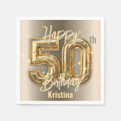 Serviette En Papier Soirée Elégante Gold et Diamond 50e Anniversaire (Devant)