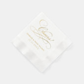 Serviette En Papier Soirée Gold Calligraphie Mariage personnalisé (Coin)