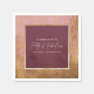Serviette En Papier Soirée Gold & Pink 40e anniversaire