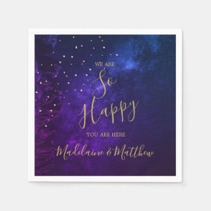 Serviette En Papier Soirée Gold Stars Violet Astral Joyeux