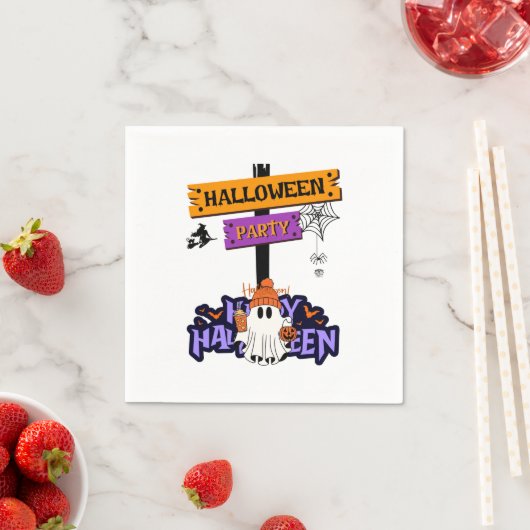 Serviette En Papier Soirée Halloween (En situation)