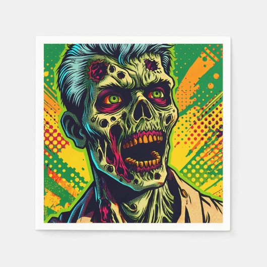 Serviette En Papier Soirée Halloween Zombie Effrayant (Devant)
