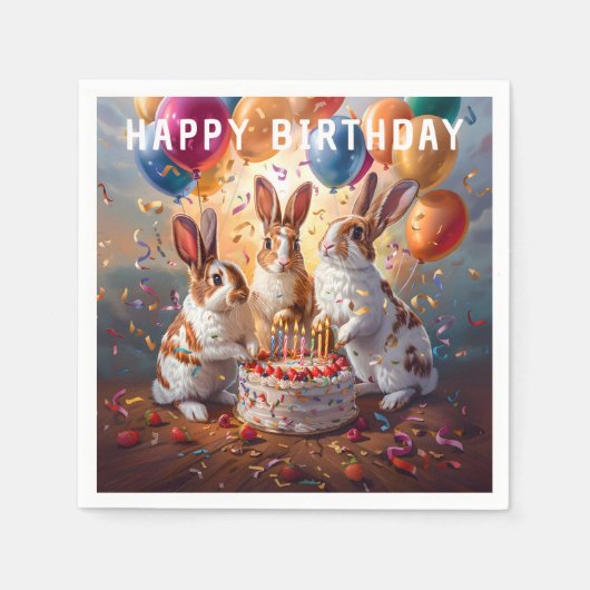 Serviette En Papier Soirée lapins fête d'anniversaire (Devant)